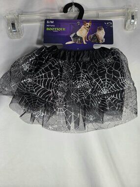 Bootique by Petco NWT Black & Silver Spider Web Tutu Size S/M